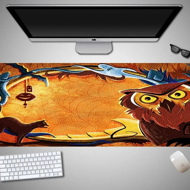 Oversized Halloween-themed mouse pad with graphic design on non-slip rubber cloth surface