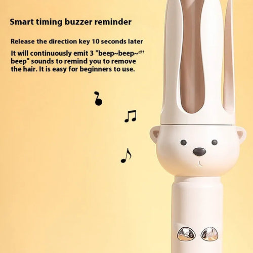 Beige automatic hair curler with rotating barrel and negative ion technology
