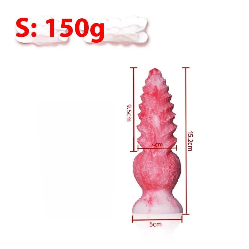 Pink platinum silicone women's masturbation device with shaped penis design - Berserker S and M sizes