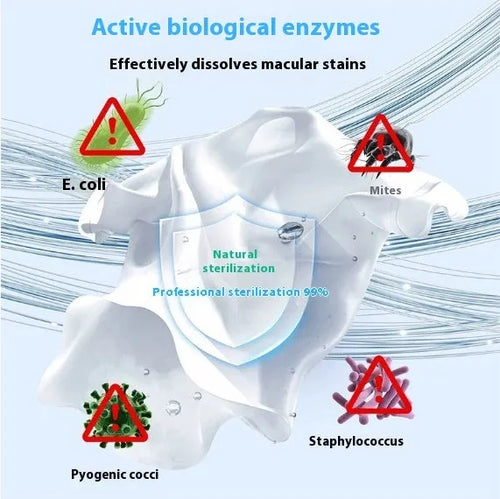 Bottle of biological enzyme and active oxygen laundry detergent bubble powder for down jackets and wool.