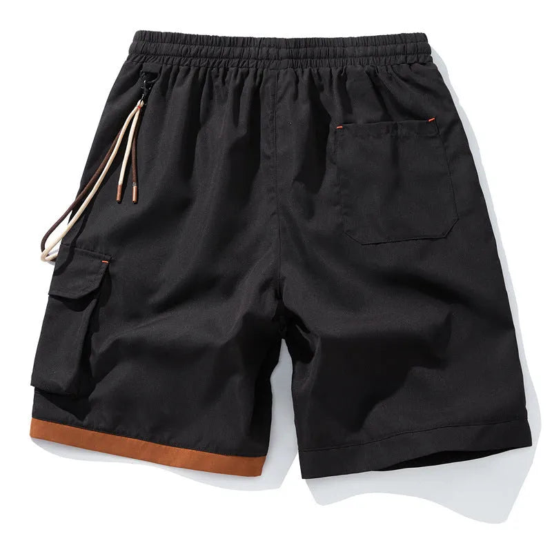 Men's plus size bamboo fibre shorts in a straight-leg cropped style, shown in coffee colour.