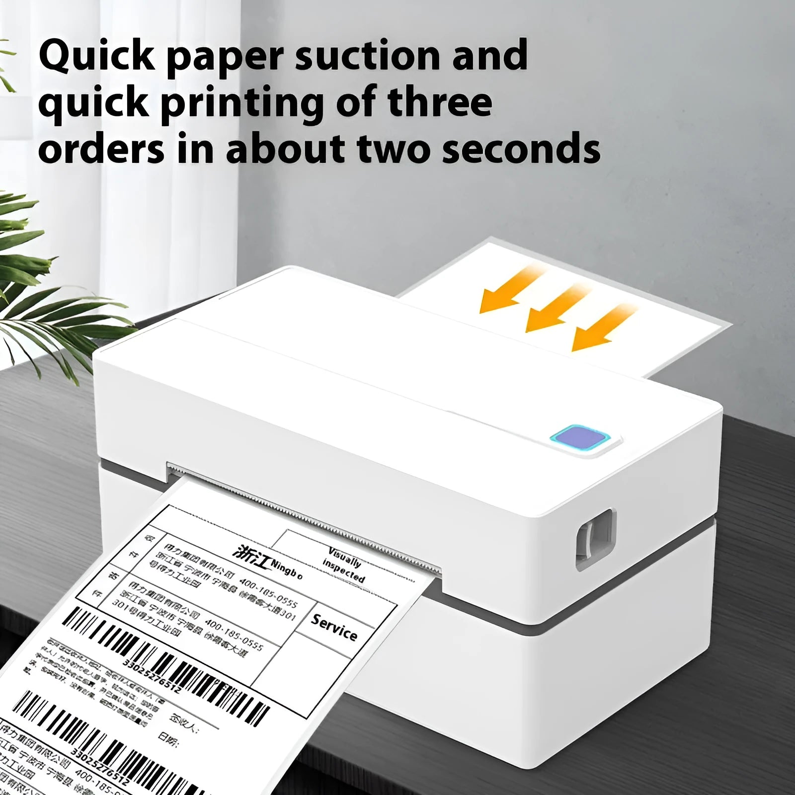 FlashLabel thermal express order label printer with USB cable on a desk