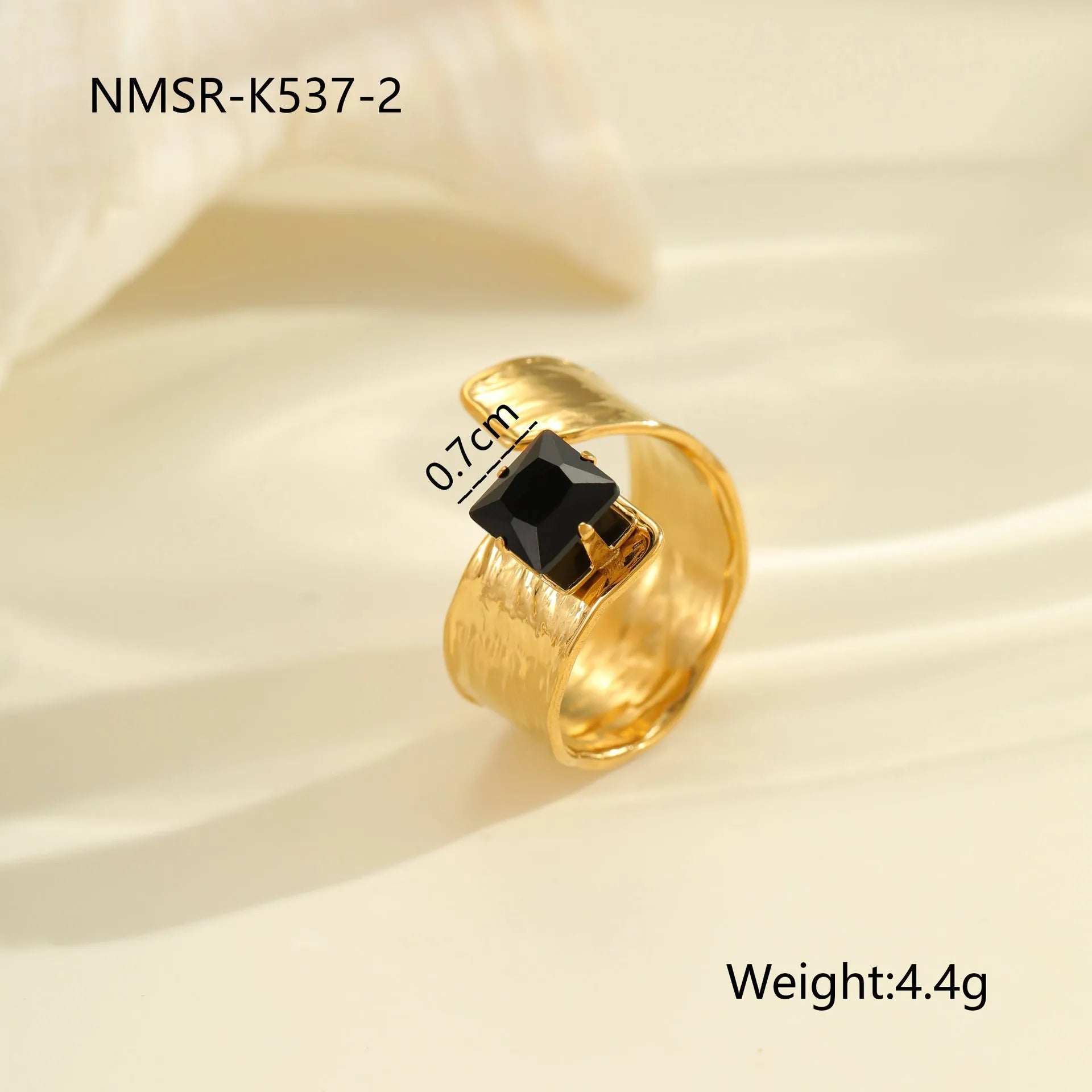 Geometric zircon ring with open mouth adjustable design in stainless steel