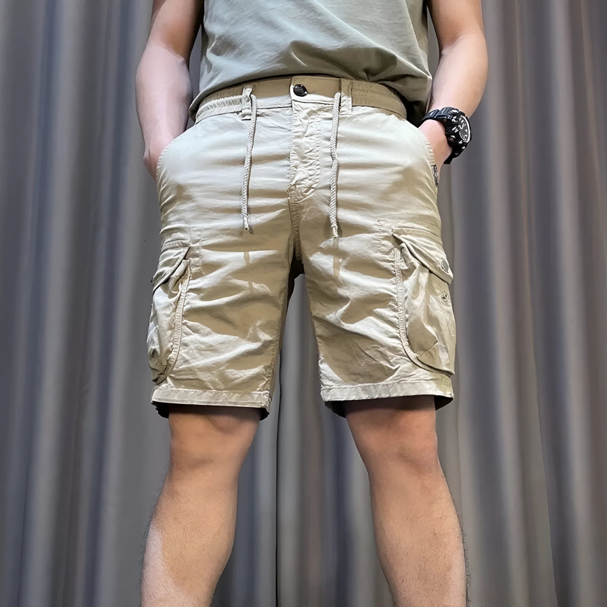 Loose straight leg overalls pants with multiple pockets in black, grey, green or khaki colours
