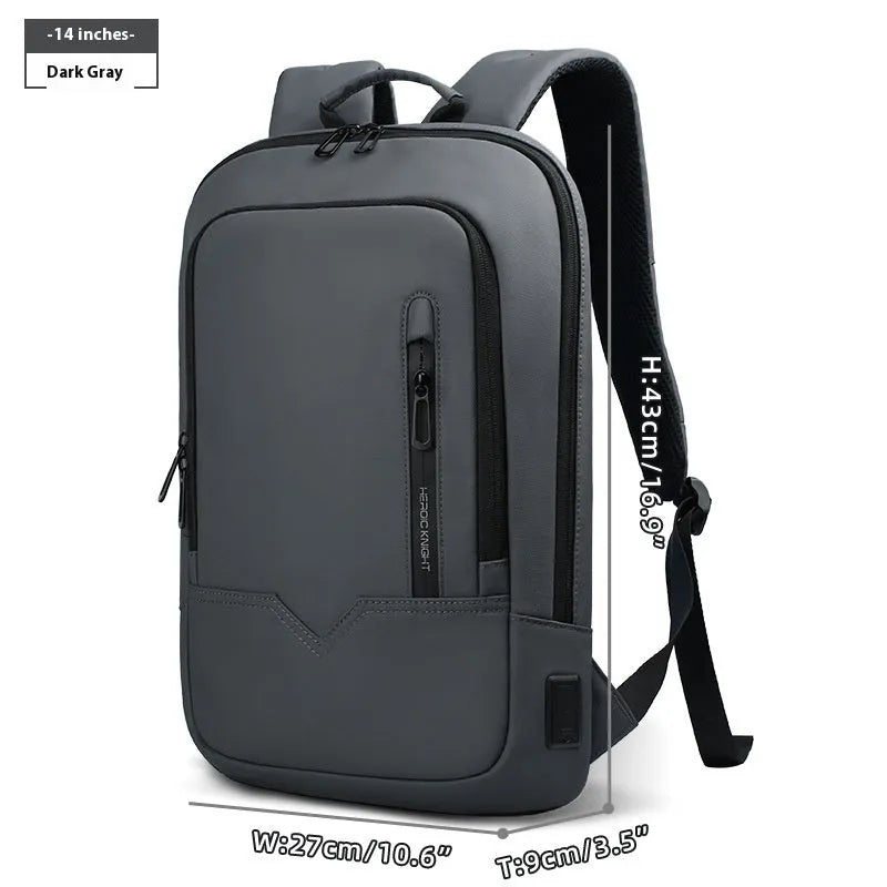 Lightweight polyester laptop backpack with USB charging port in multiple colour options