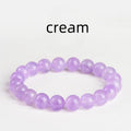 Lavender amethyst crystal bracelet with round beads in water ripple geometric pattern