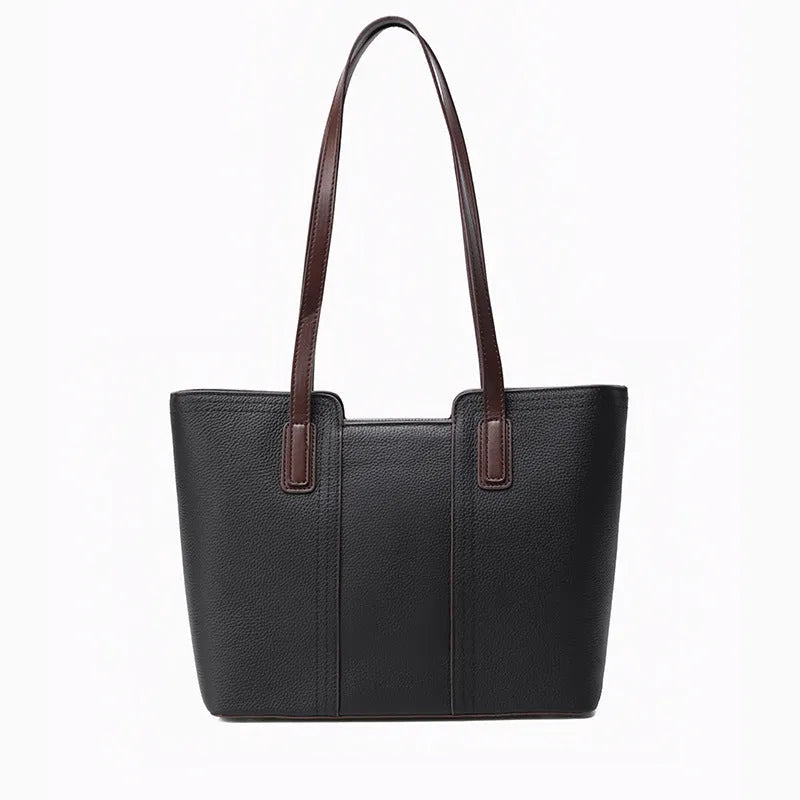 Women's genuine leather shoulder bag in box-type design with mobile phone compartment, shown in multiple colour options