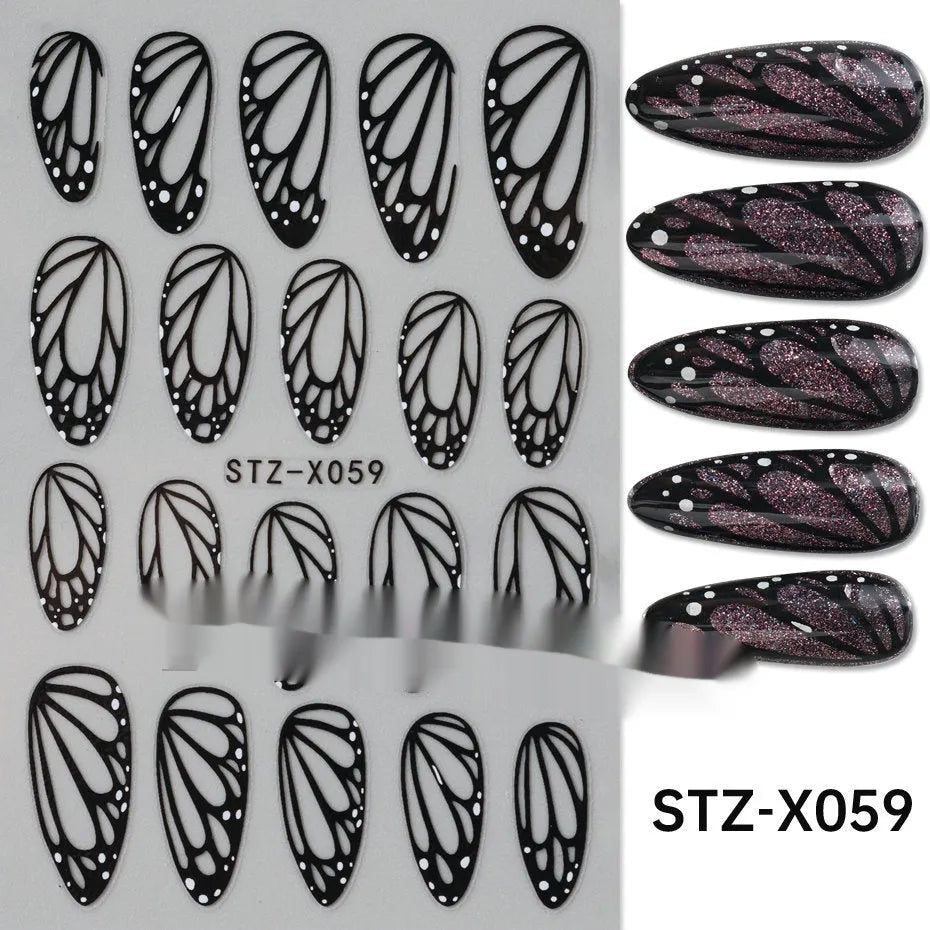 Black and silver stripe nail art stickers for French manicure designs in plastic material