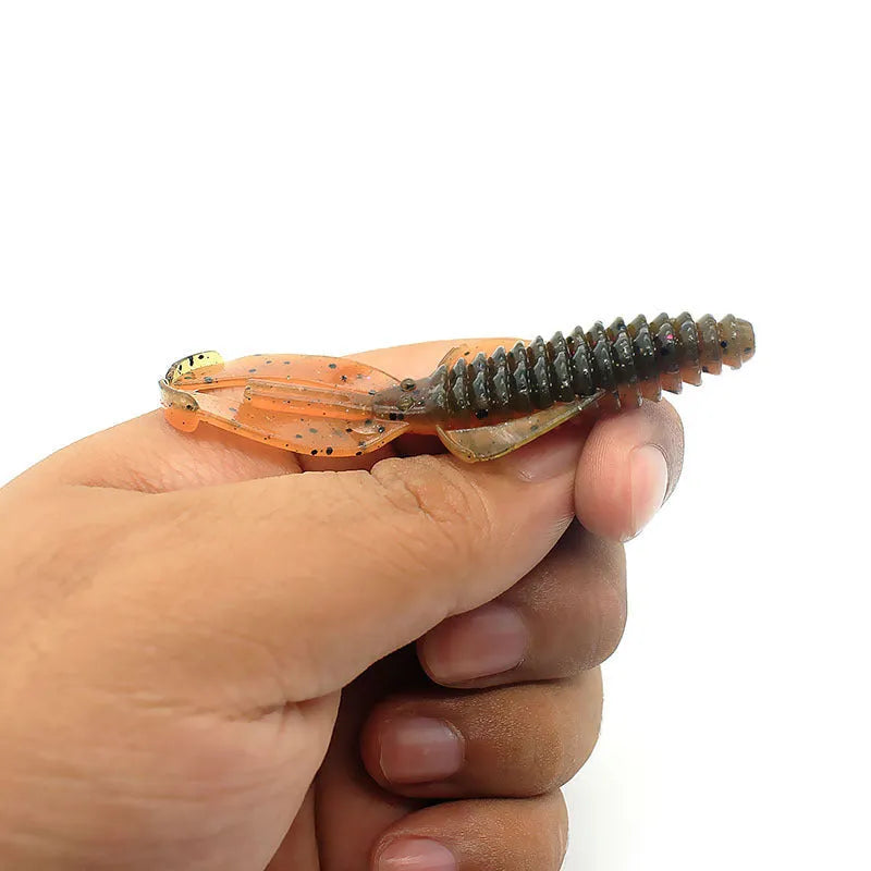 PVC soft plastic fishing lure in a selection of colours, shown in 8cm and 12cm sizes.