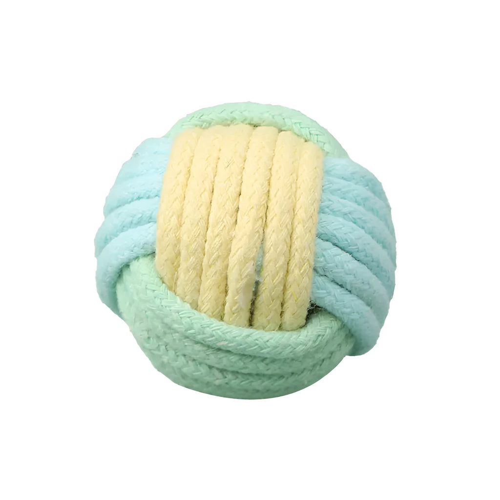 Handmade 5cm plush cotton ball cat toy in multiple colours for teeth grinding and interactive play