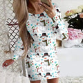 Women's printed Christmas dress with animal pattern in floral colour options
