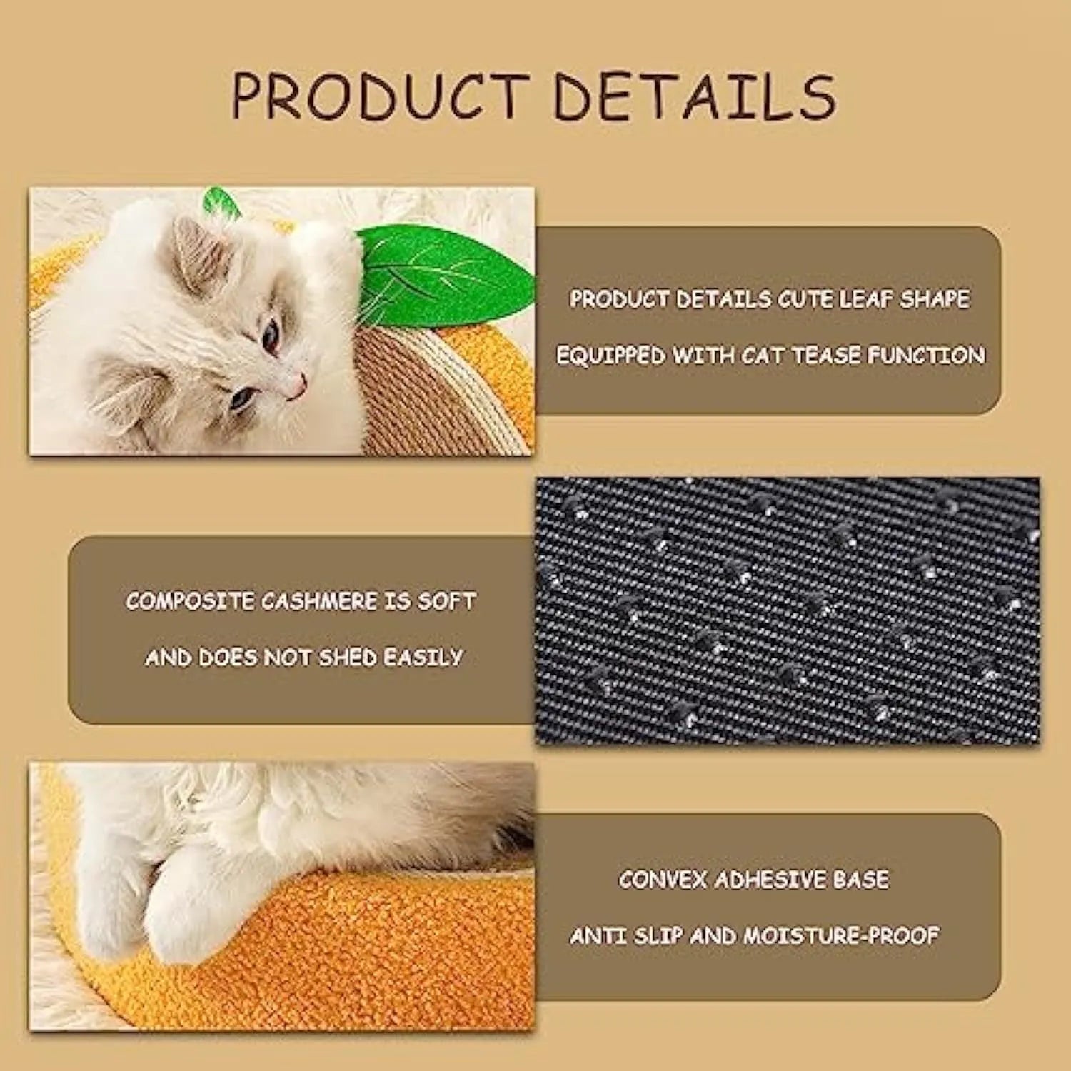 Yellow fruit-shaped sisal cat scratching board with concave centre for sleeping