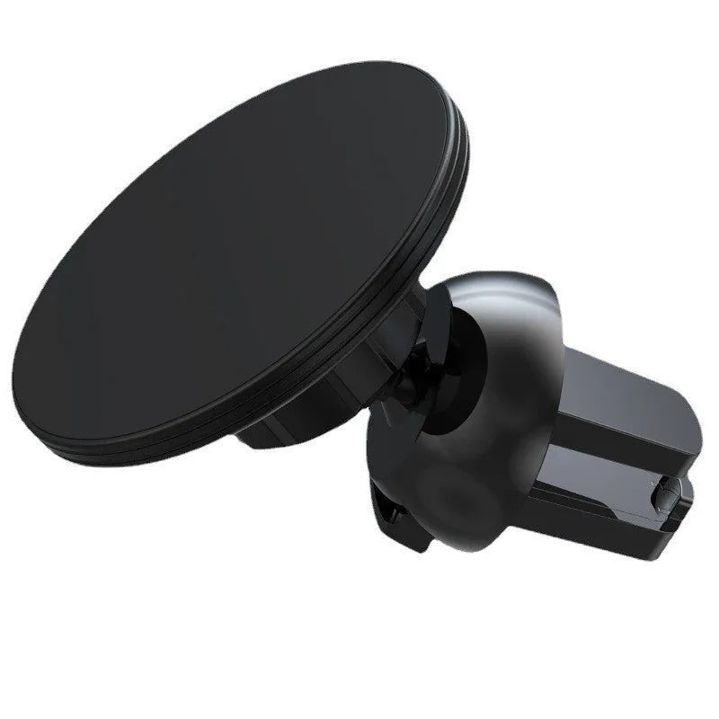 Black aluminium alloy car dashboard magnetic phone holder with air vent clip mounting