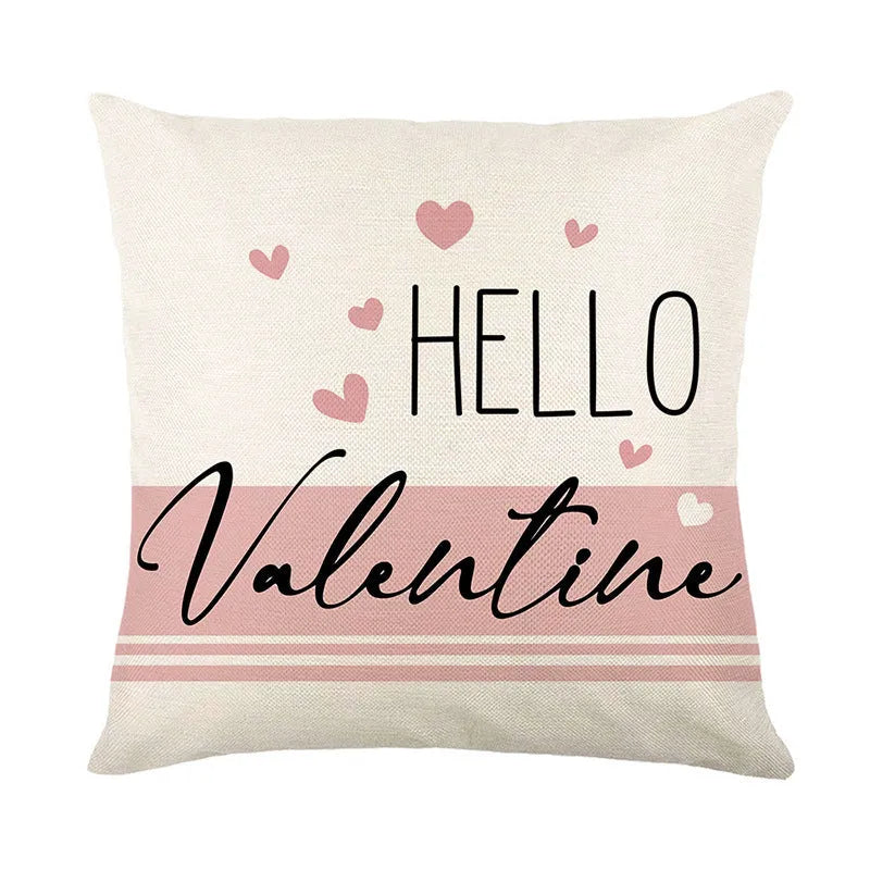 Square red and white plaid pillow cover with heart pattern for Valentine's Day decor