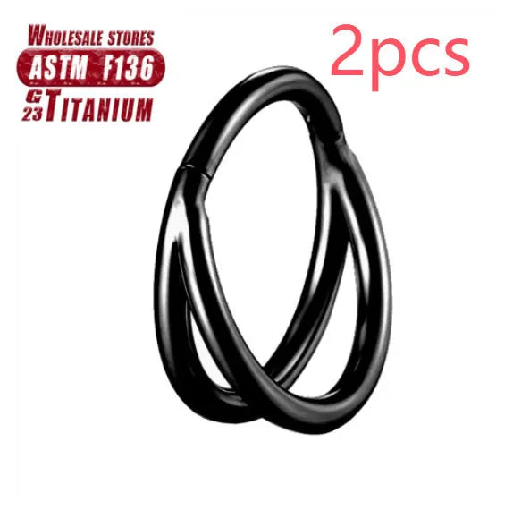 Titanium alloy fork nose ring with screw-on ball closure in silver finish.