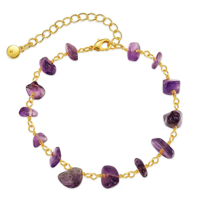 Women's natural gravel turquoise bracelet with geometric copper settings and crystal accents