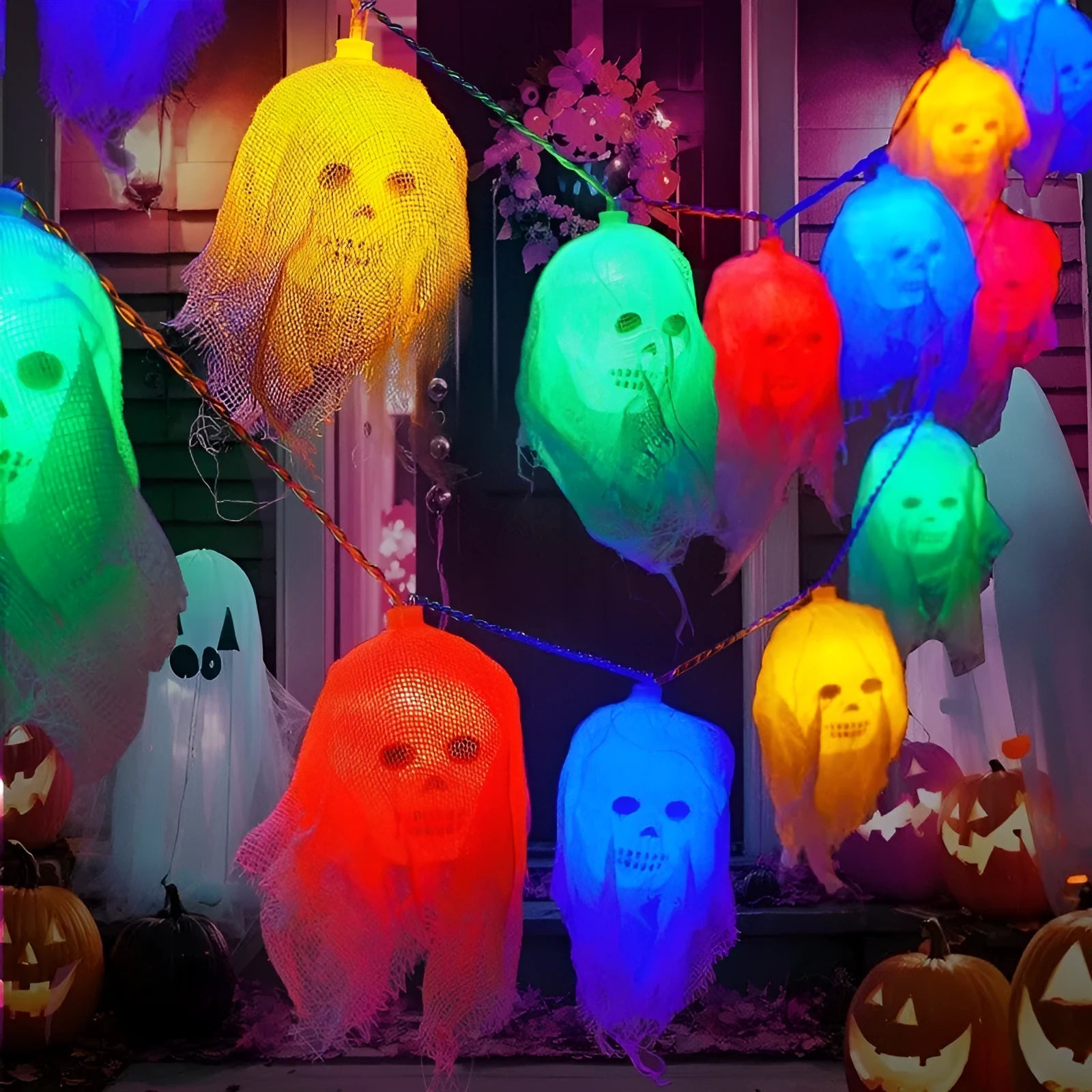 Halloween coloured LED lights with plastic shell for indoor wall decoration with battery box