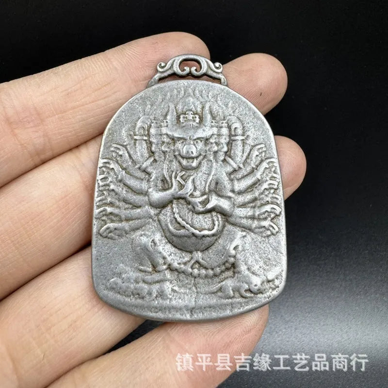 Chinese style iron pendant ornament with Aryaacalanatha Yamantaka design