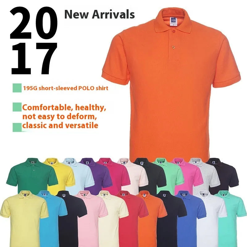 Loose fit short sleeve polo shirt with lapel collar in solid colour options