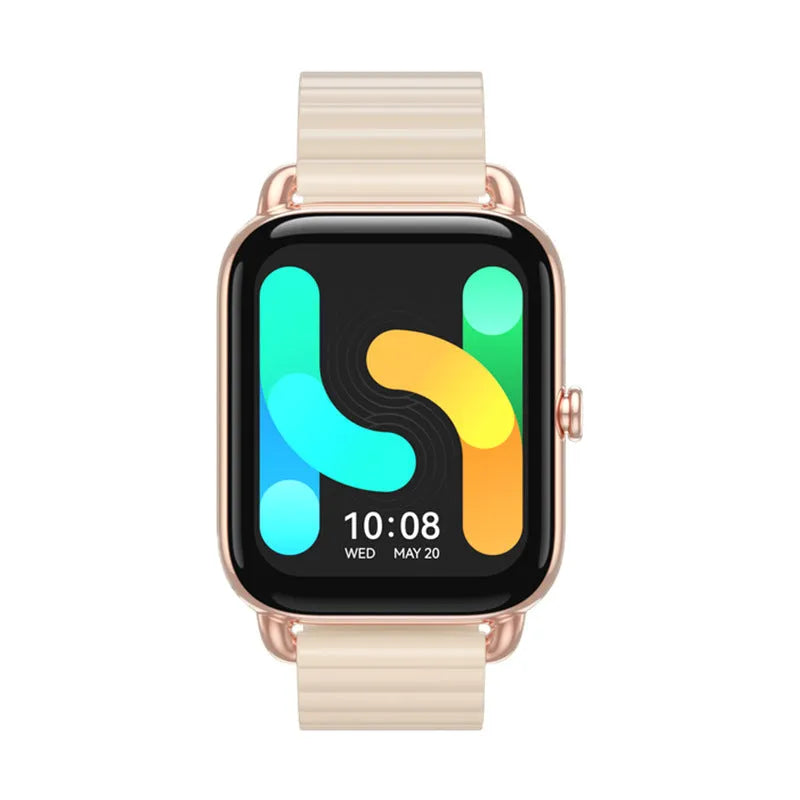 HAYLOU RS4 Plus smartwatch in Black, Champagne, or Silver with AMOLED display on wrist