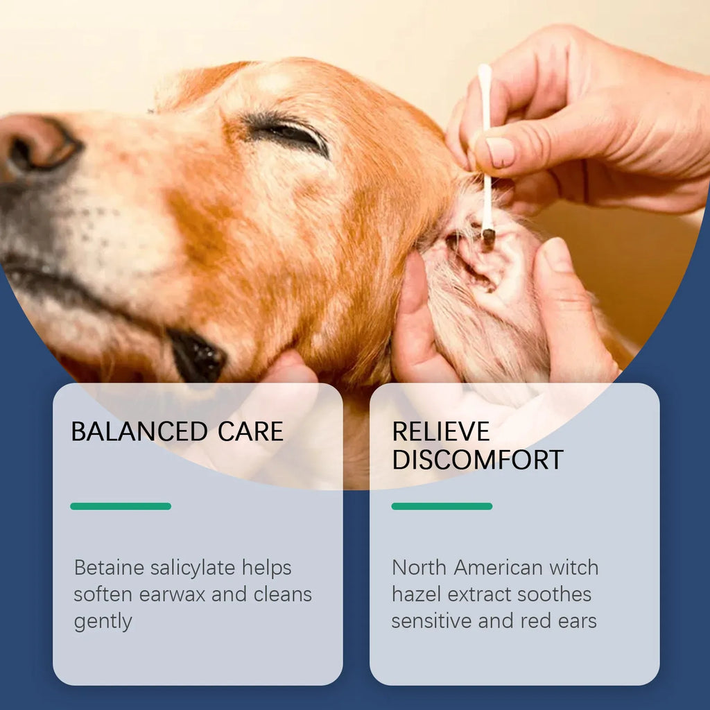 100ml bottle of pet ear cleaner for dogs and cats with gentle earwax removal formula