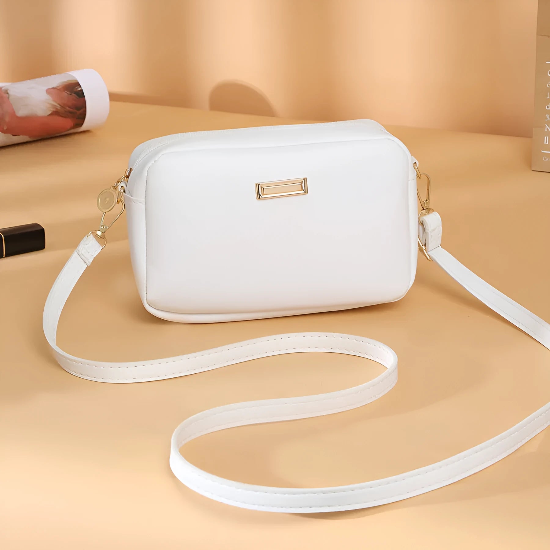Women's soft PU shoulder bag with three-dimensional pocket in urban simplicity style