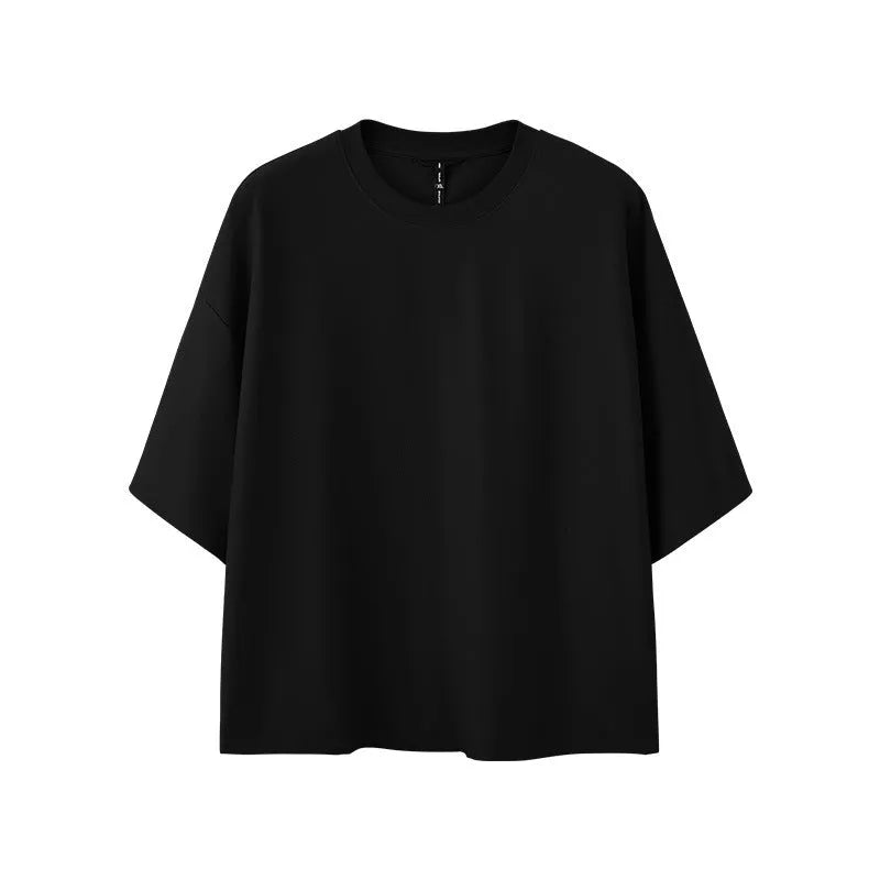 Men's sand grey short sleeve pullover with loose fit and regular sleeves for casual wear