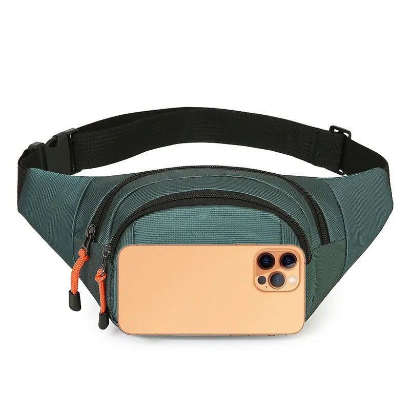 Waterproof slanted chest bag in black colour with adjustable crossbody strap