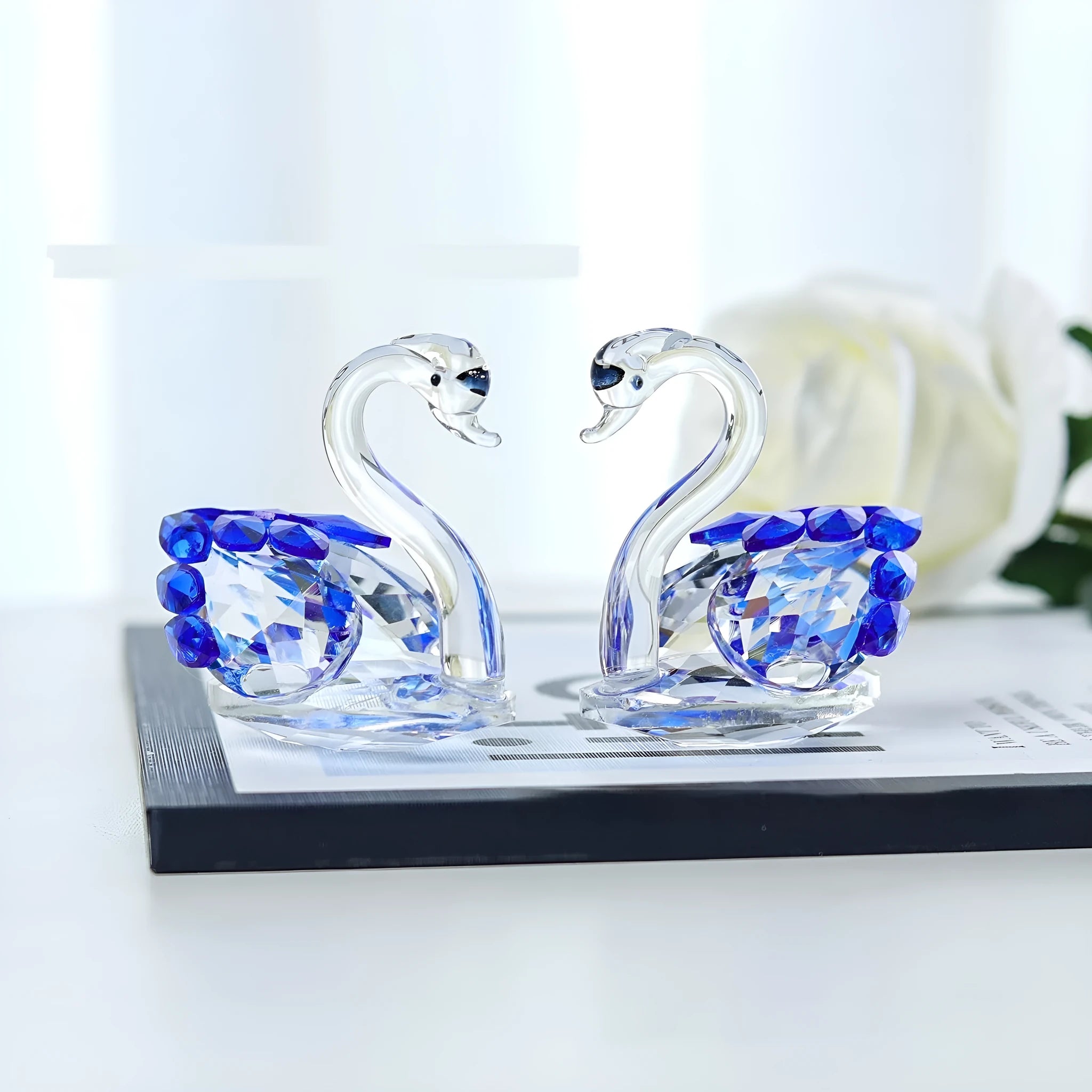 Crystal swan desktop ornament in modern simplicity style with colour options