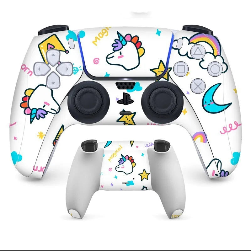 Set of micro-frosted PVC protective stickers for PS5 controller, front and back.