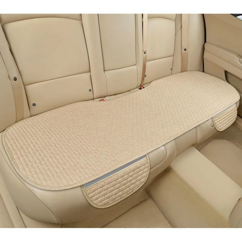 Linen car cushion in choice of three colours with hemmed edges for vehicle seating