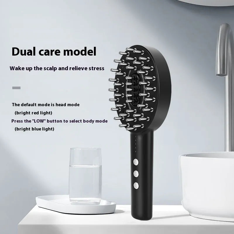 Handheld scalp massager device in KD3802 Black colour with charging cable.