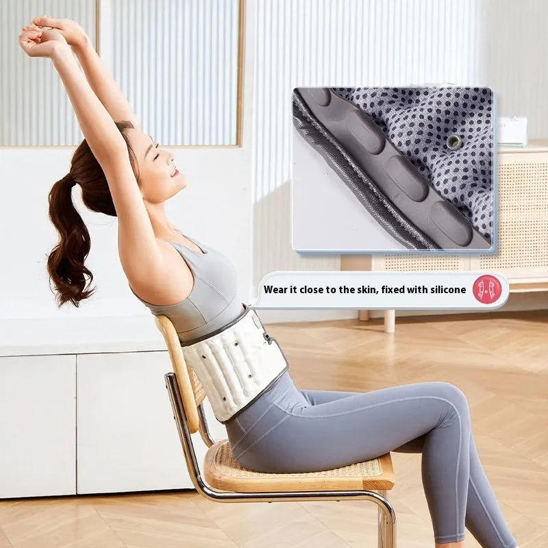 Automatic inflation waist support belt for lumbar disc correction, shown in S and M sizes.