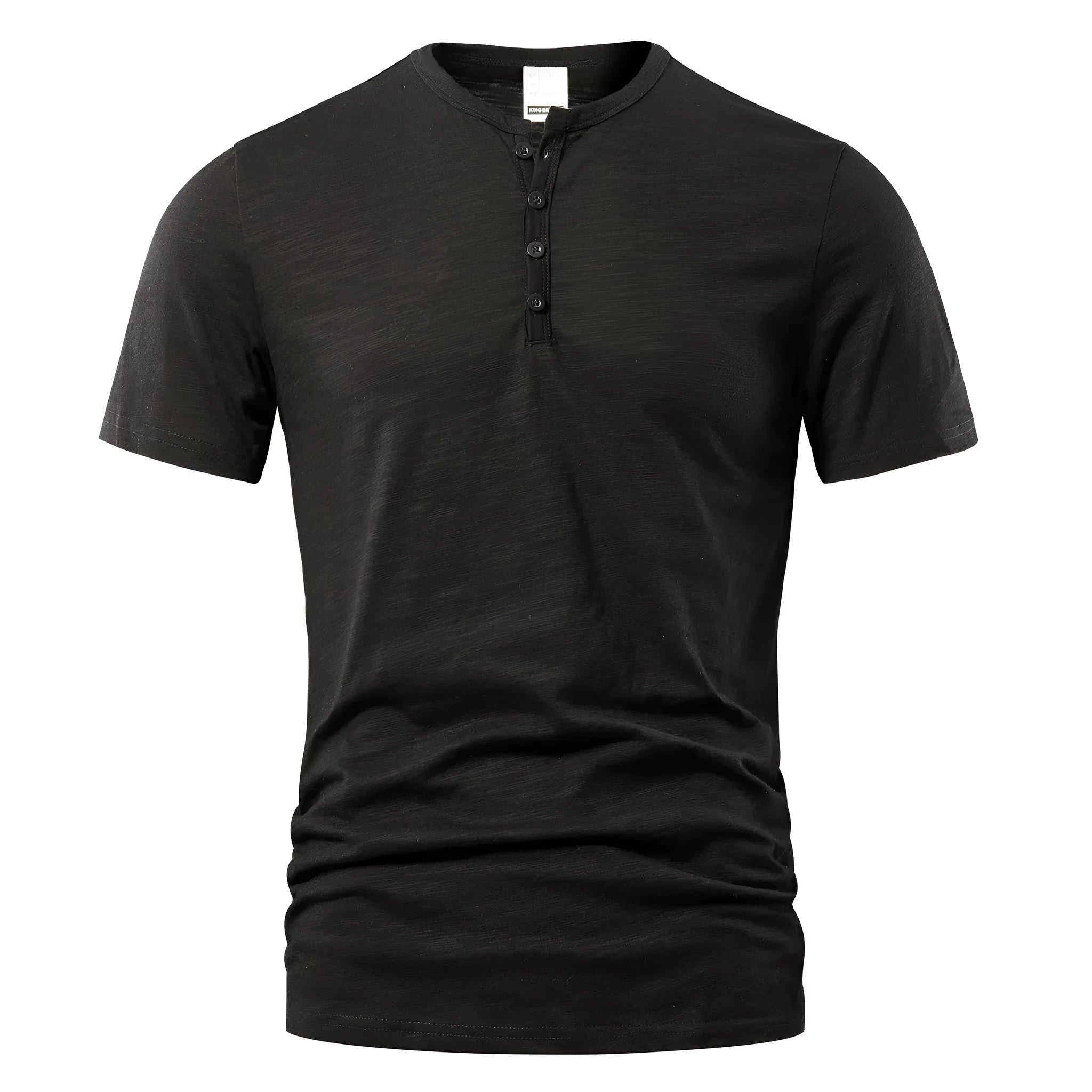 Men's slub cotton short sleeve t-shirt in denim blue on a mannequin