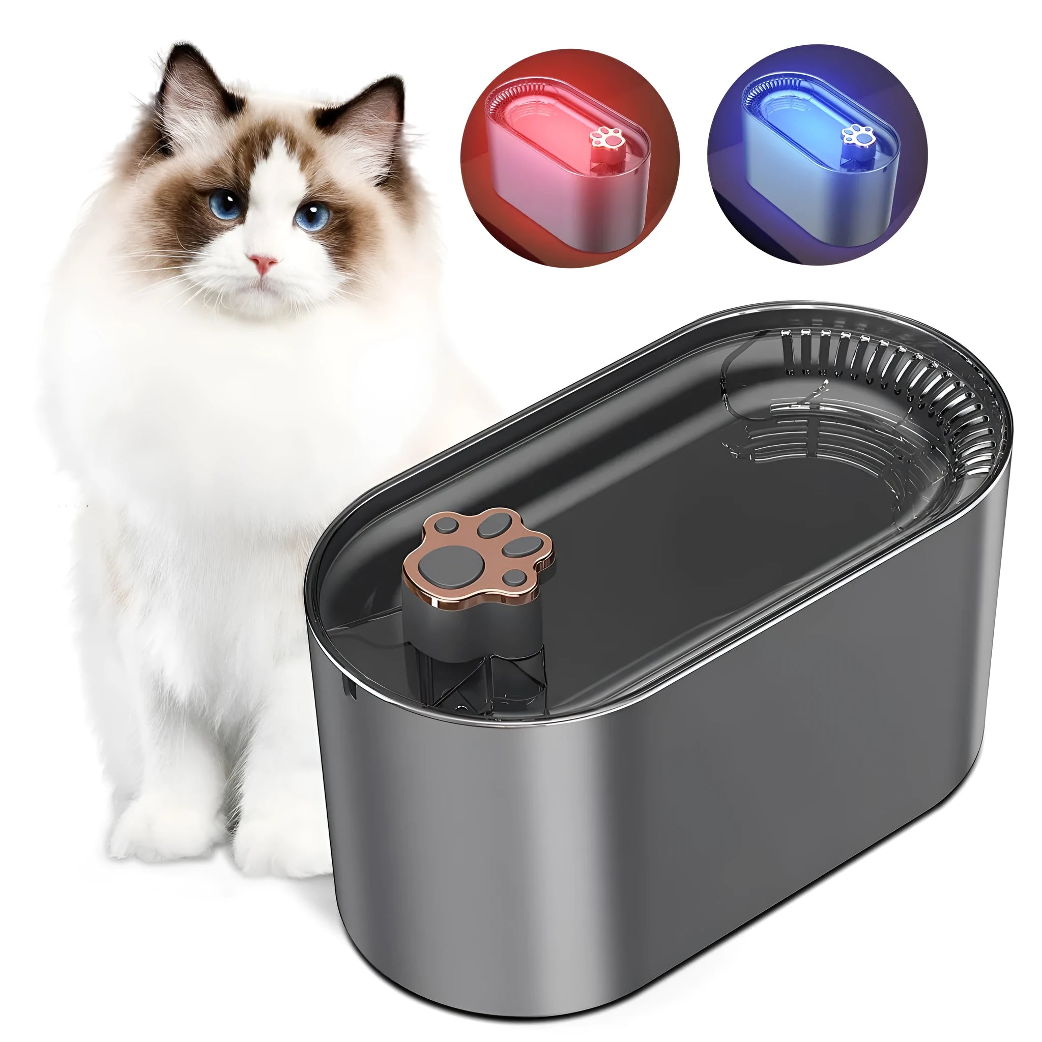 Berlin blue pet water fountain with triple filter and LED indicator light