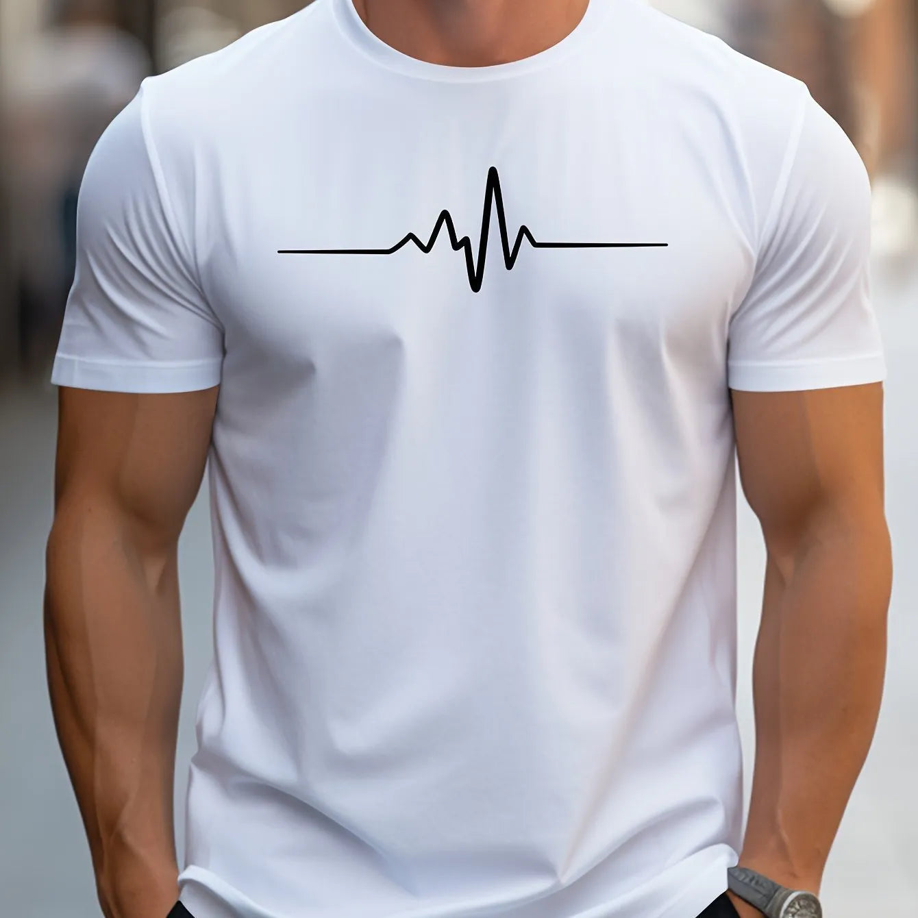 Men's loose fit 3D letter sports T-shirt in chemical fibre blend fabric with short sleeves