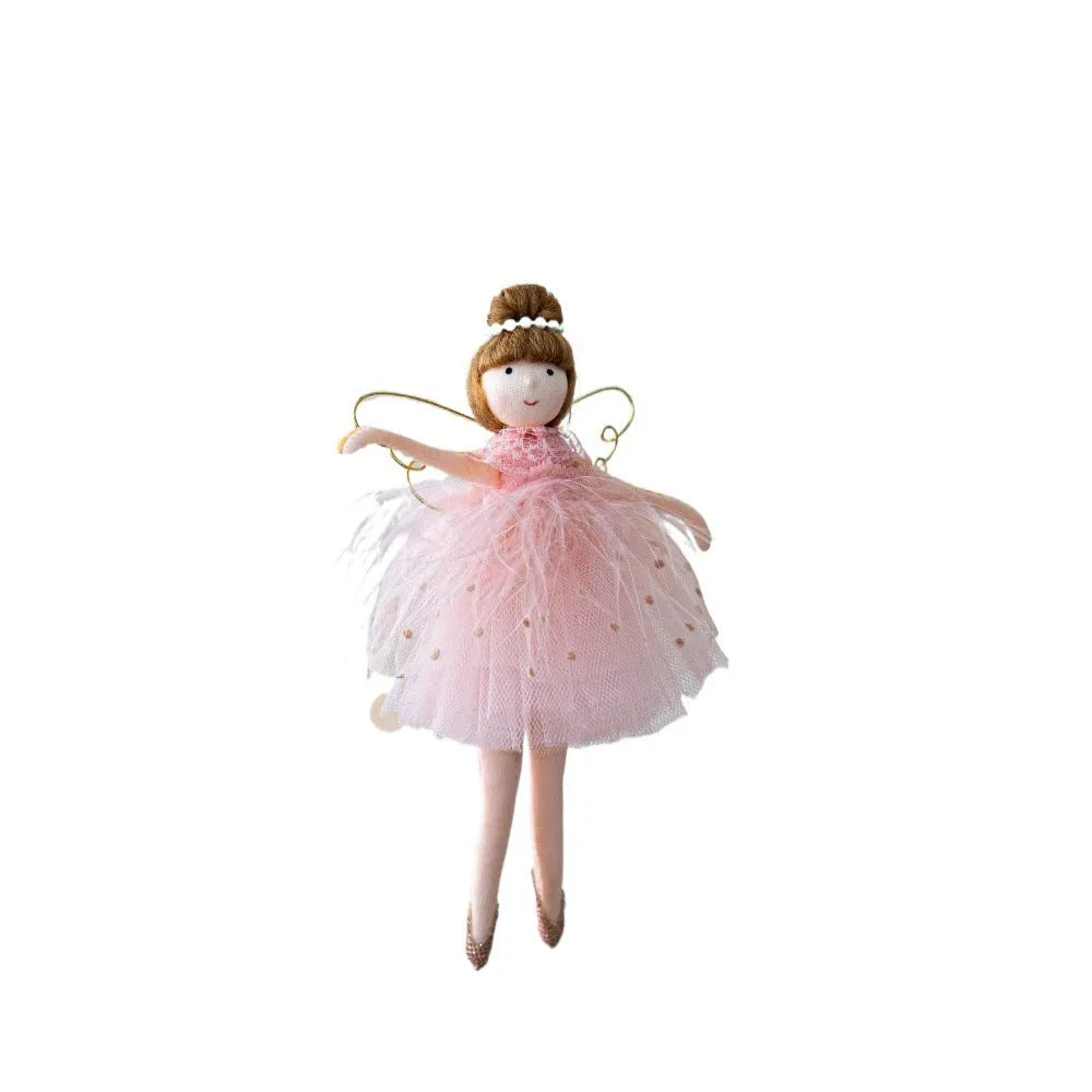 Pink and white cloth plush ballet angel doll ornament with modern minimalist design