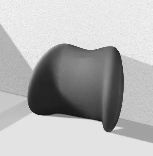 Memory cotton car cushion shown as headrest, back support, and waist cushion in black, green, grey, and pink colours