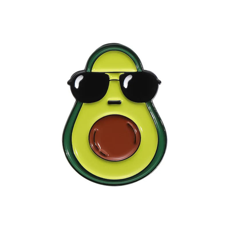 Colourful cartoon fruit and letter design metal brooch on zinc alloy pin