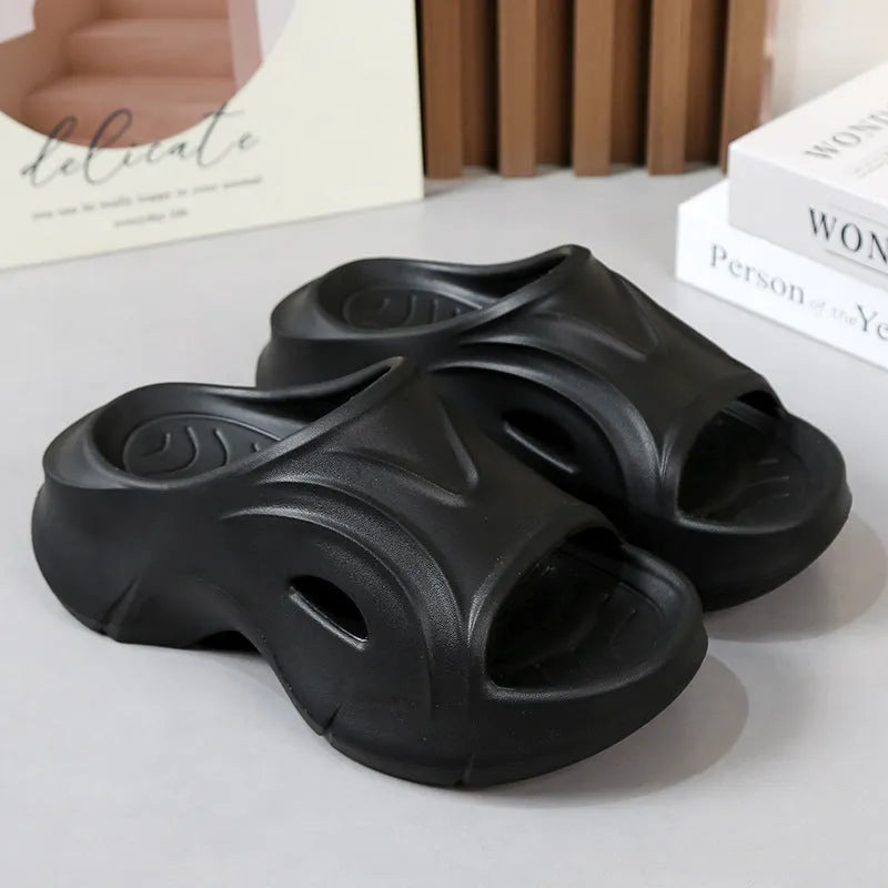 Super thick-soled EVA slippers for women in white black rose red colours
