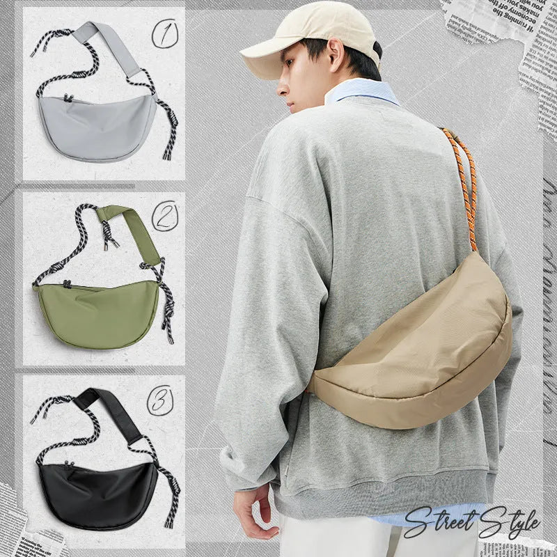 Men's nylon messenger bag in urban simplicity style with large capacity for commuting
