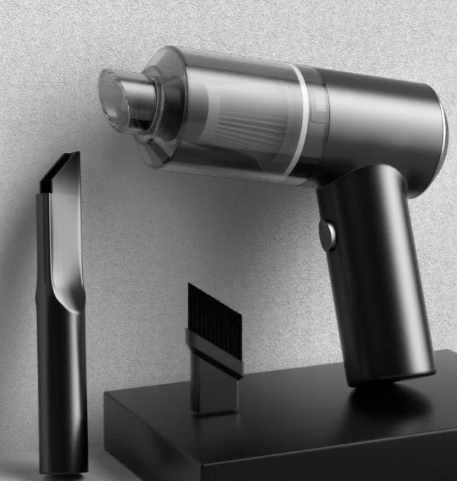 Black wireless car vacuum cleaner with handheld design for vehicle interior cleaning