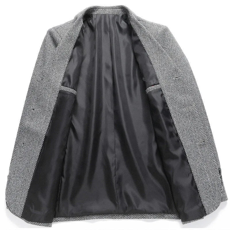 Men's loose fit wool coat in solid colours for spring and autumn casual wear