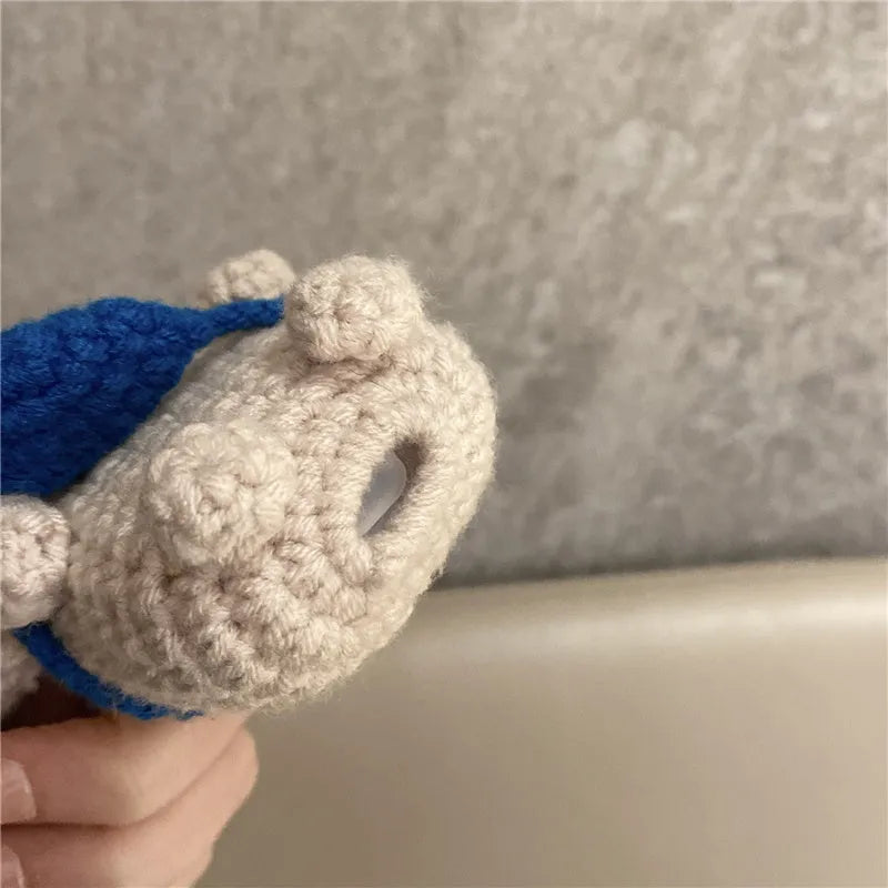 Handmade knitted koala bear backpack cover for AirPods charging case protection