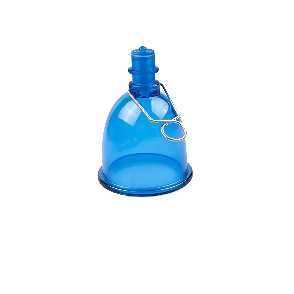 Blue silicone male masturbator stretch exerciser showing three size options S, M, L