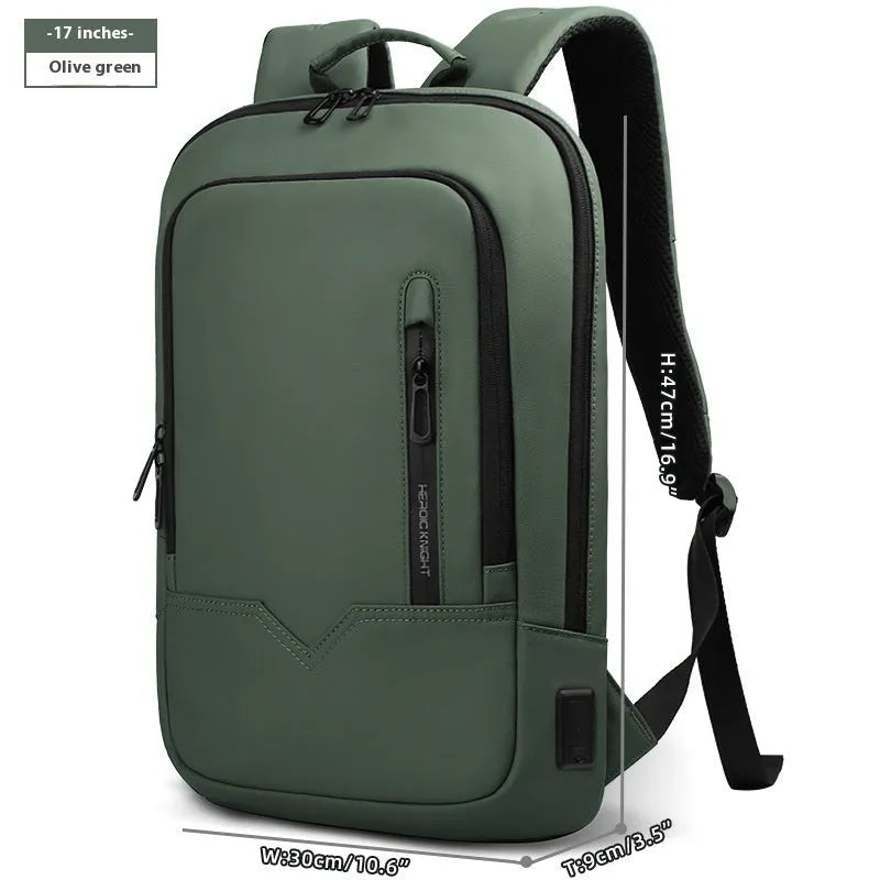 Lightweight polyester laptop backpack with USB charging port in multiple colour options
