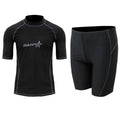 Men's navy blue half sleeve swimsuit top and pants set for swimming