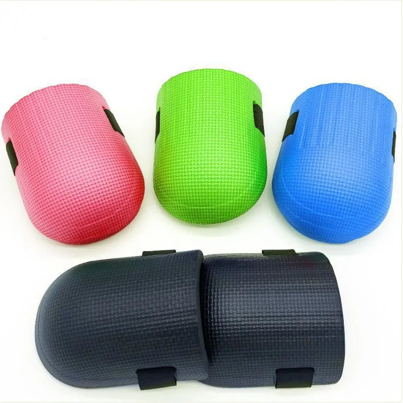 EVA foam kneeling pads with approximately 11mm thickness shown in black, blue, green, and pink colour options
