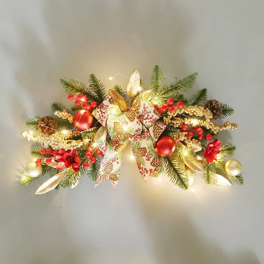 American country style plastic Christmas garland in four sizes with optional LED lighting for ceiling or wall display