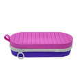 Silicone hard glasses case with a long carry handle shown in rose red light purple colour.